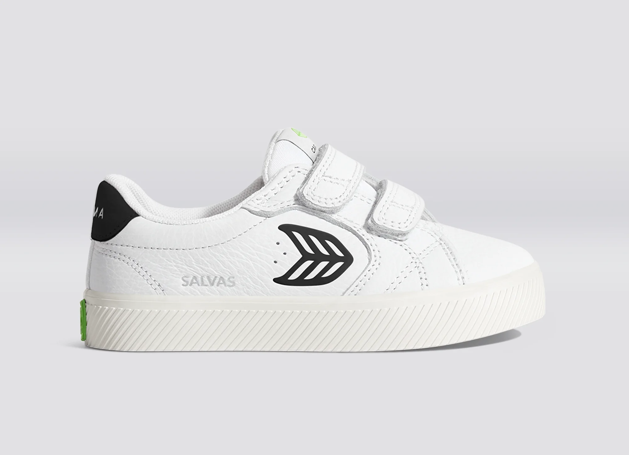 SALVAS White Premium Leather Black Logo Sneaker Kids - Image 4