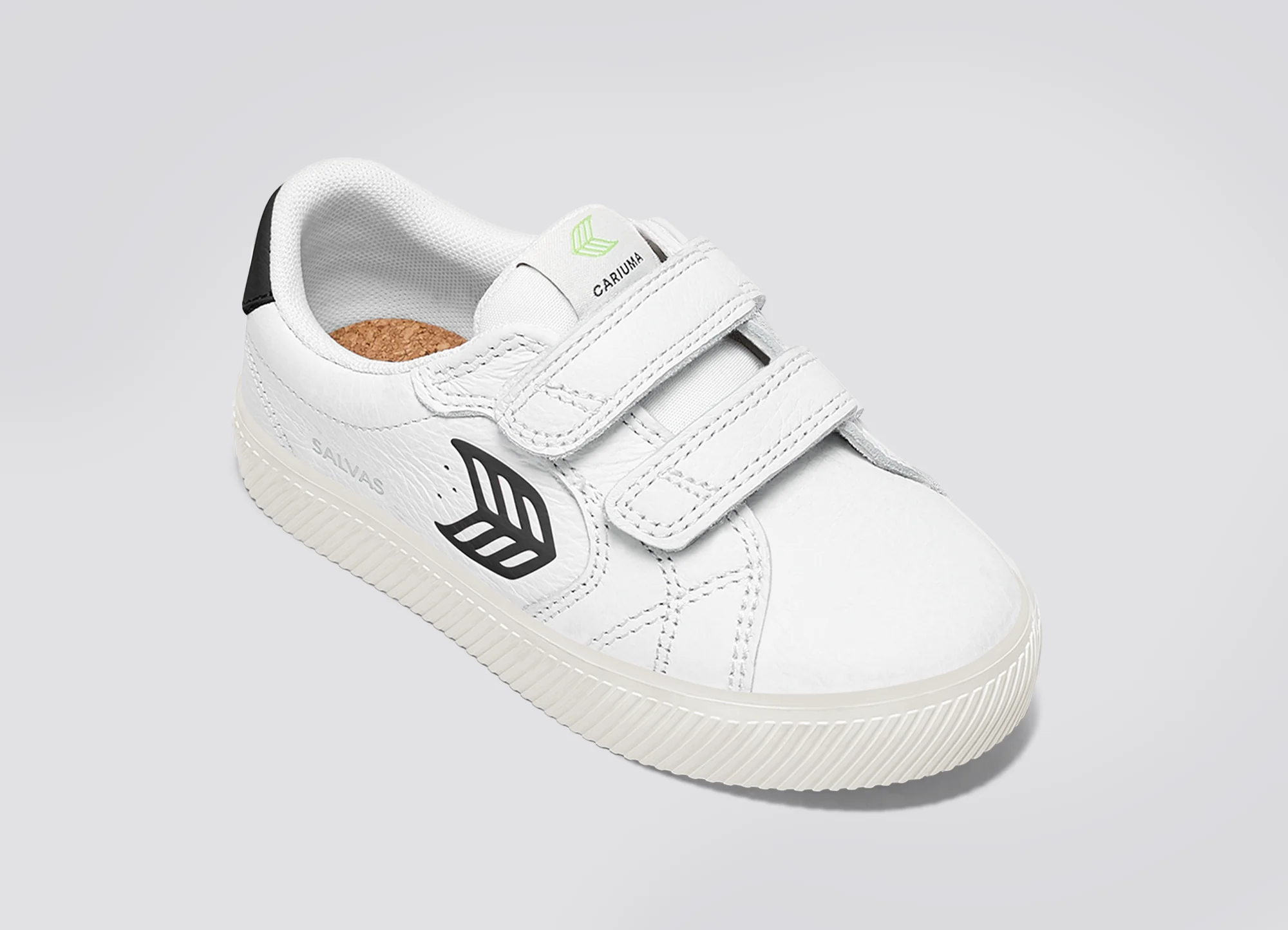 SALVAS White Premium Leather Black Logo Sneaker Kids - Image 5