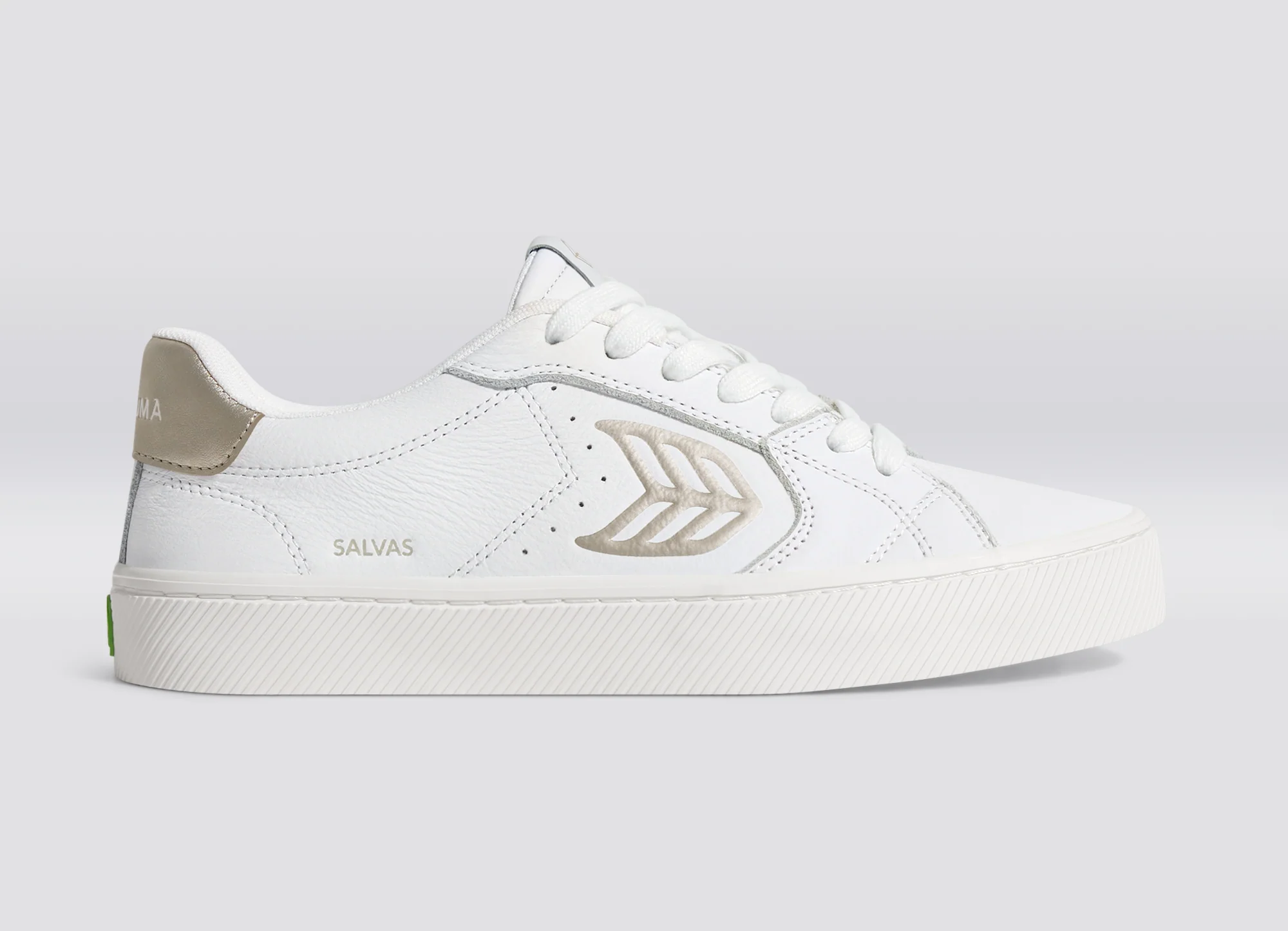 SALVAS White Premium Leather Gold Logo Sneaker - Image 4