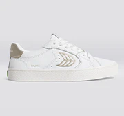 SALVAS White Premium Leather Gold Logo Sneaker - Image 9
