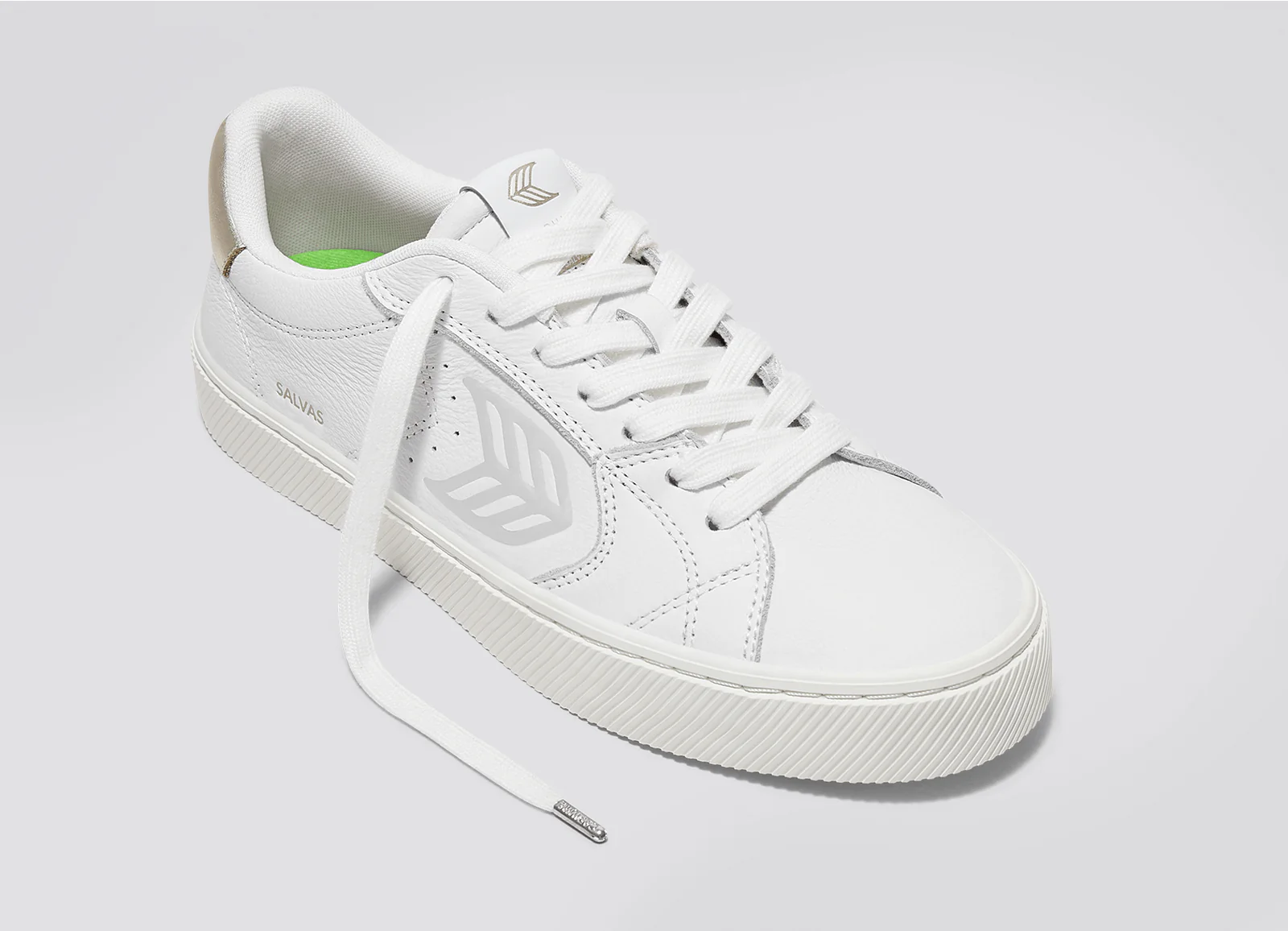 SALVAS White Premium Leather Ice Logo Metallic Gold Sneaker - Image 5