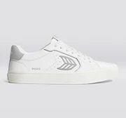 SALVAS White Premium Leather Onyx Grey Logo Sneaker - Image 11