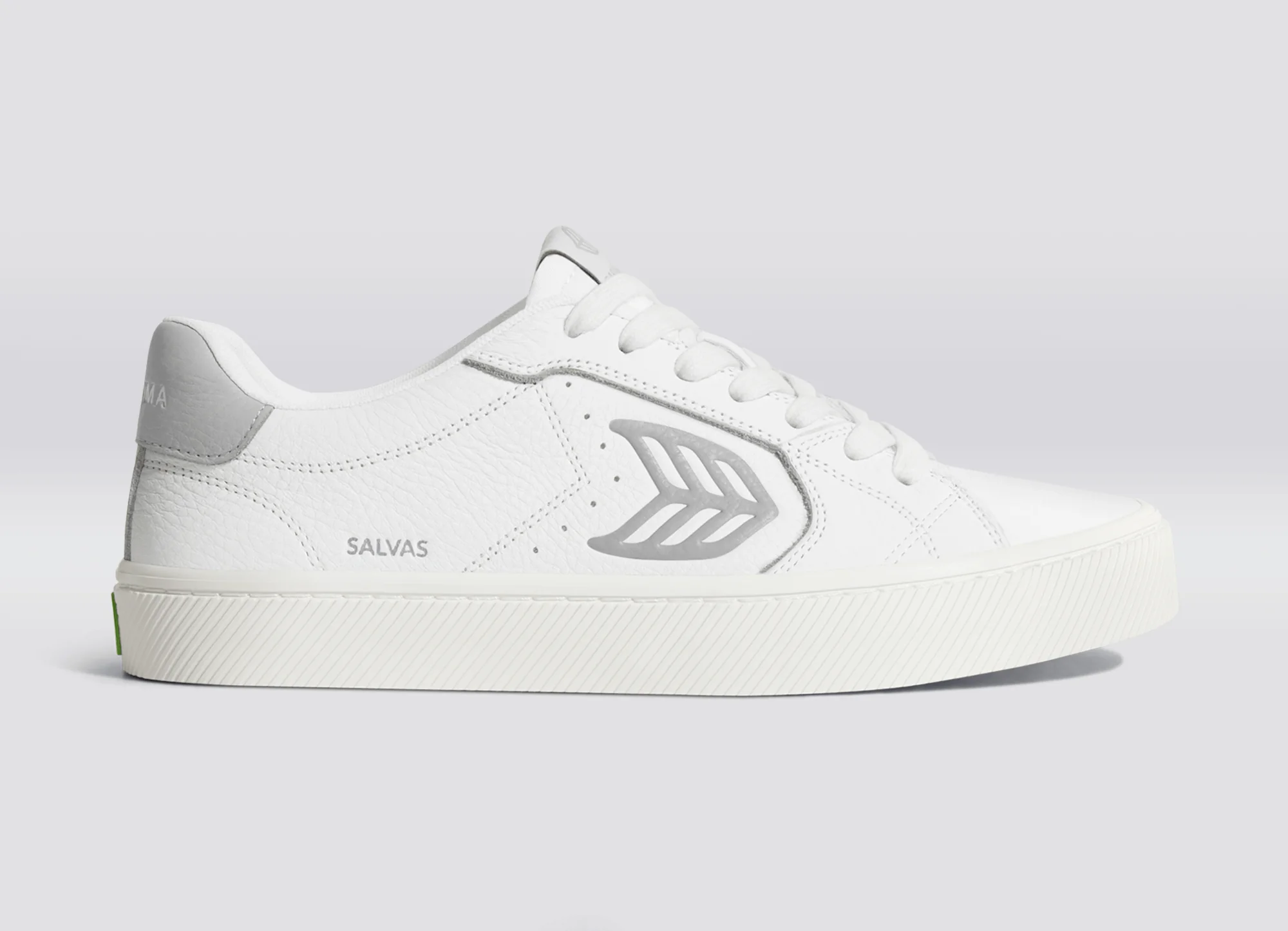 SALVAS White Premium Leather Onyx Grey Logo Sneaker - Image 4