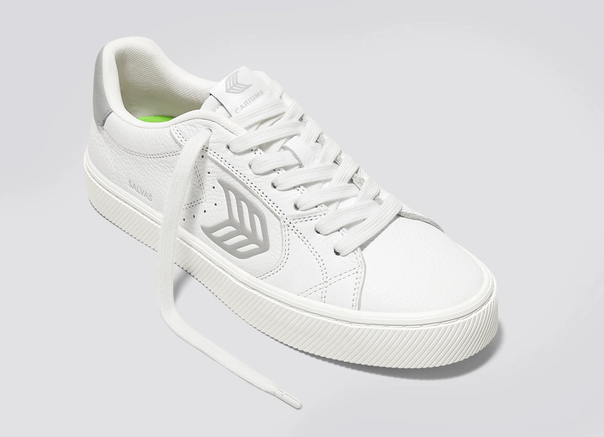 SALVAS White Premium Leather Onyx Grey Logo Sneaker - Image 5