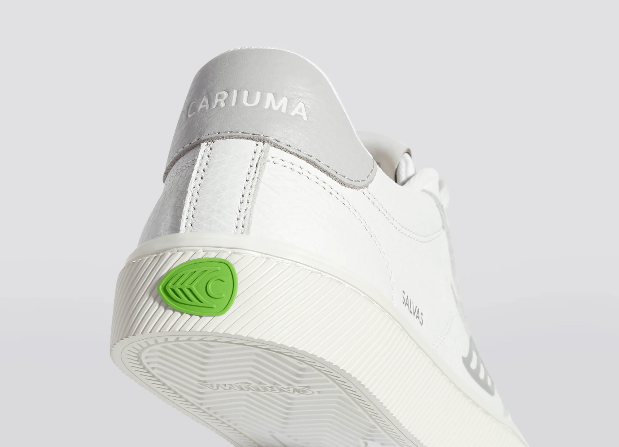 SALVAS White Premium Leather Onyx Grey Logo Sneaker - Image 8
