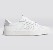 SALVAS White Premium Leather Silver Logo Sneaker - Image 11