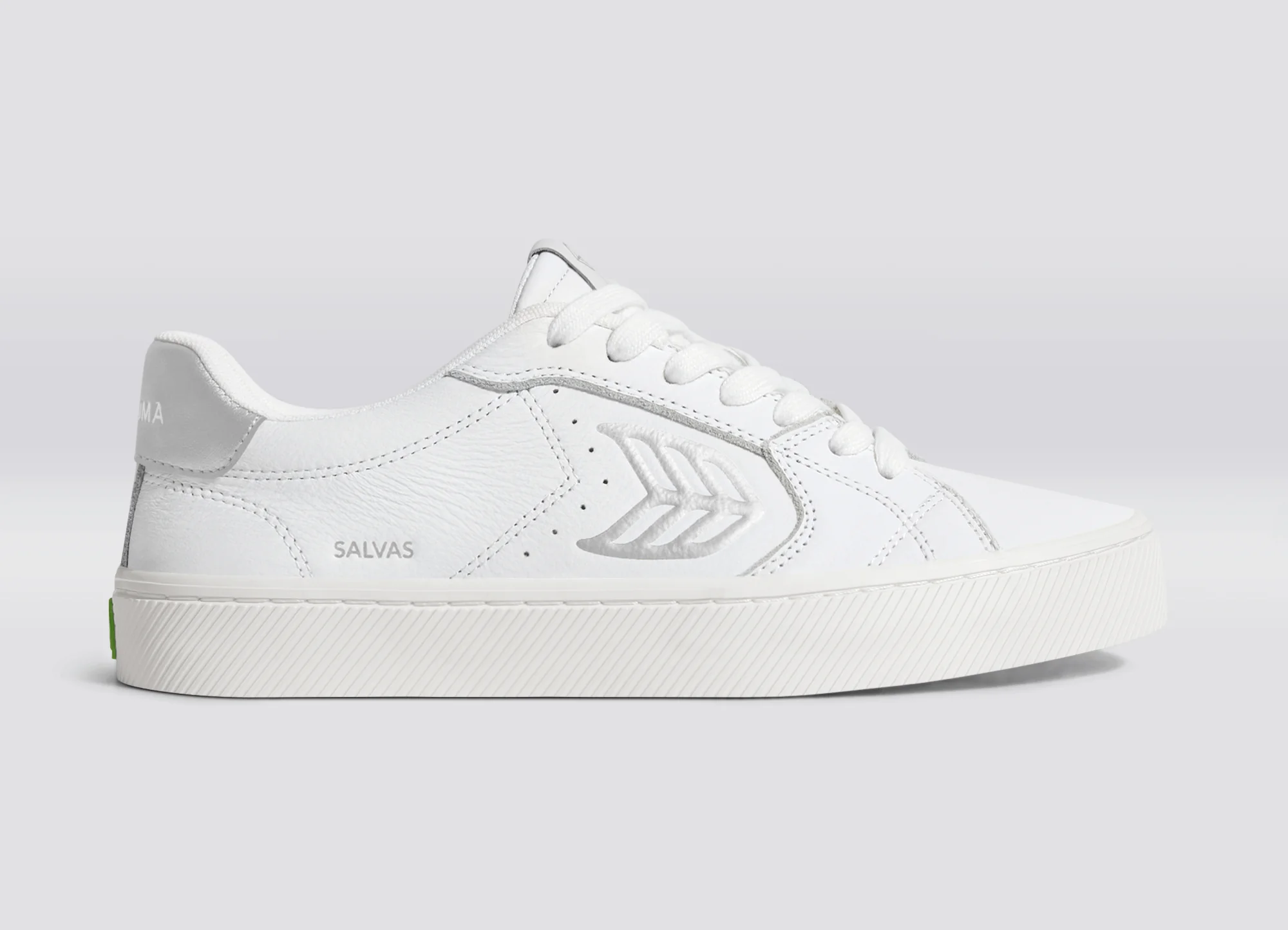 SALVAS White Premium Leather Silver Logo Sneaker - Image 4