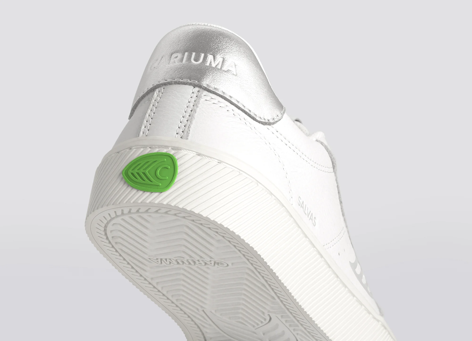 SALVAS White Premium Leather Silver Logo Sneaker - Image 8