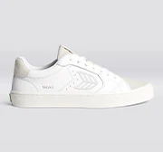 SALVAS White Premium Leather Vintage White Suede Ice Logo Sneaker - Image 10
