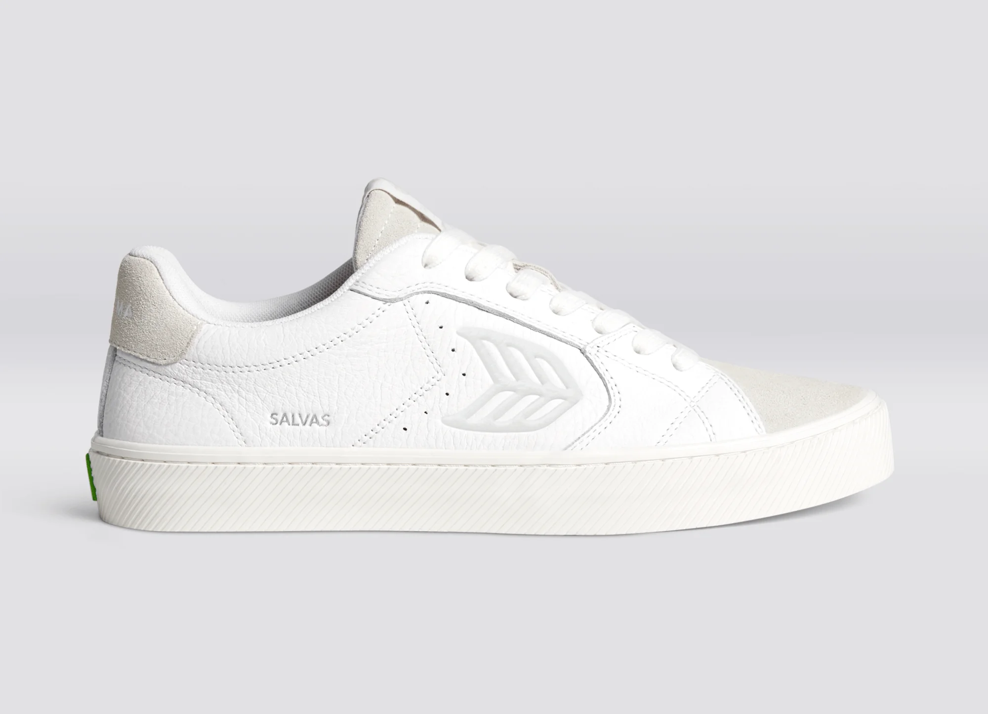SALVAS White Premium Leather Vintage White Suede Ice Logo Sneaker - Image 4