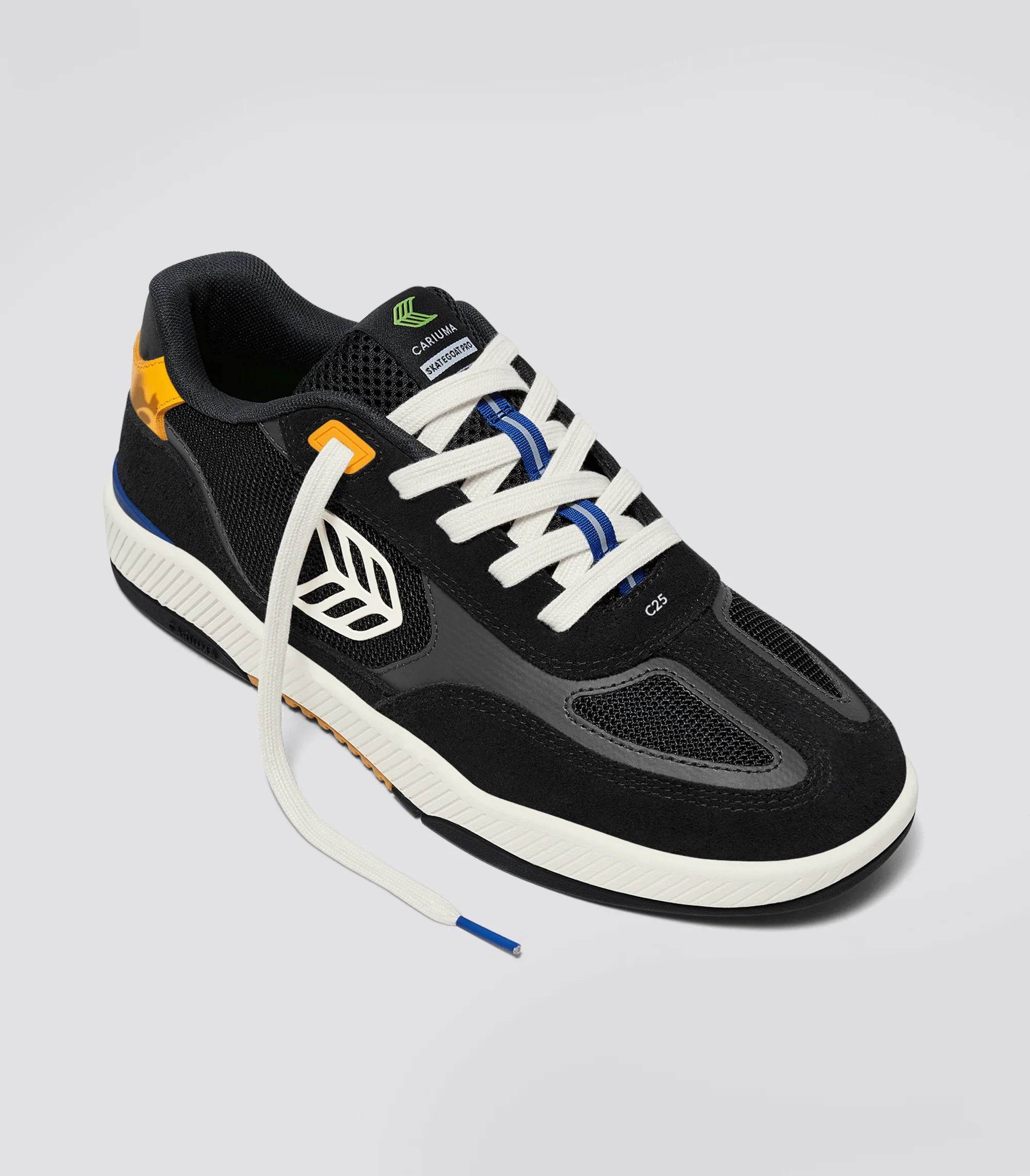 Skategoat C25 PRO Black Suede and Mesh Ivory Logo Yellow Sneaker - Image 3