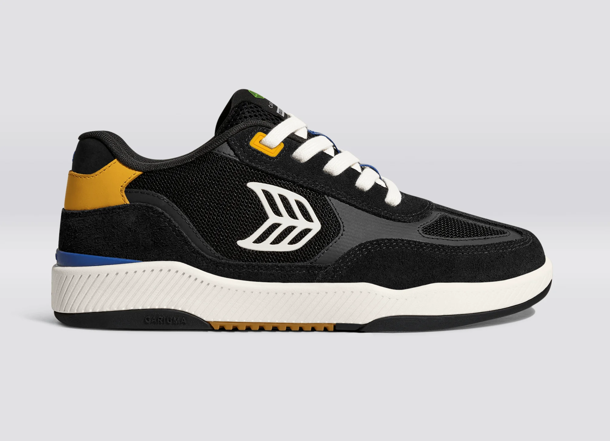 Skategoat C25 PRO Black Suede and Mesh Ivory Logo Yellow Sneaker - Image 4