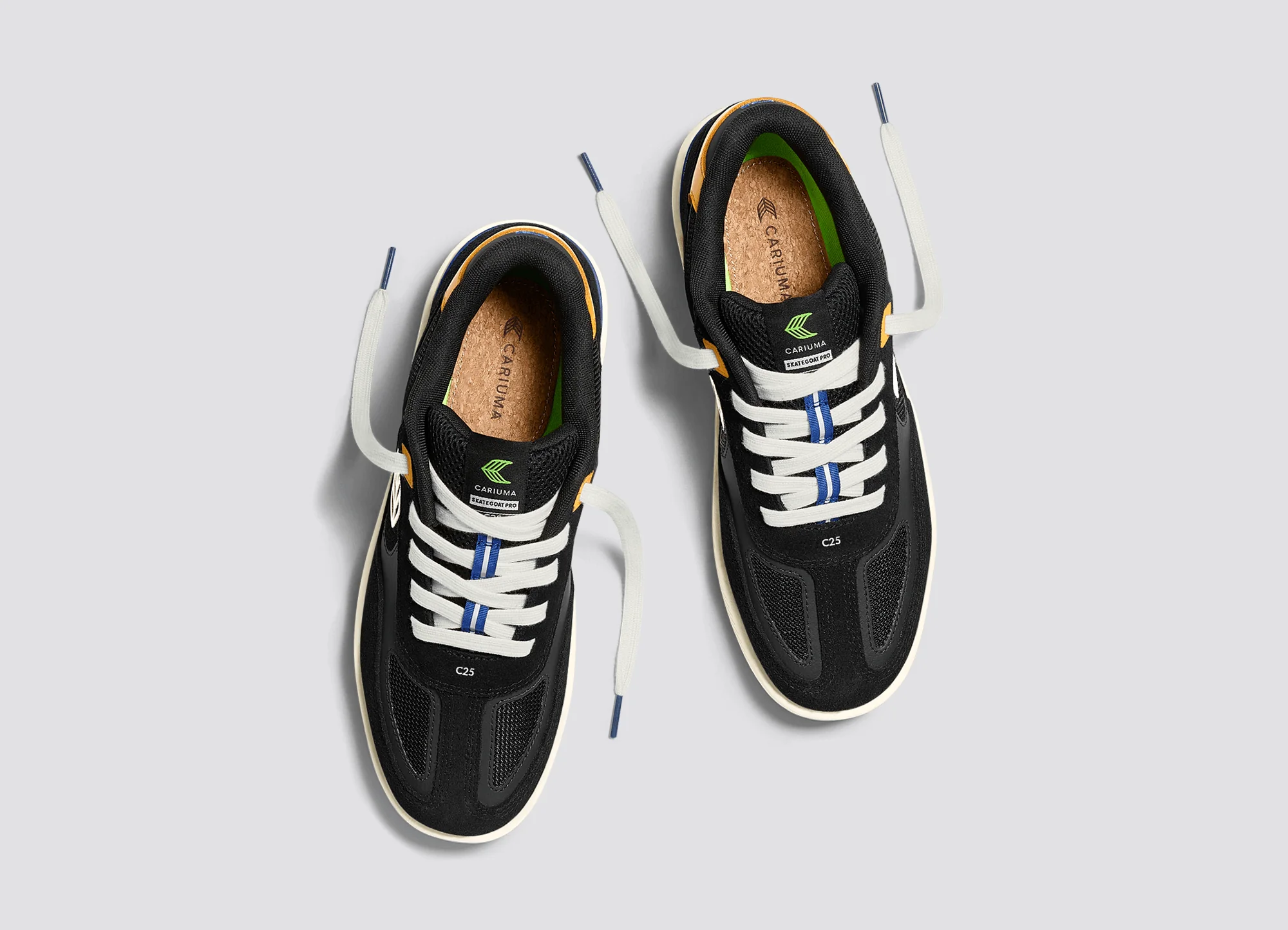 Skategoat C25 PRO Black Suede and Mesh Ivory Logo Yellow Sneaker - Image 8