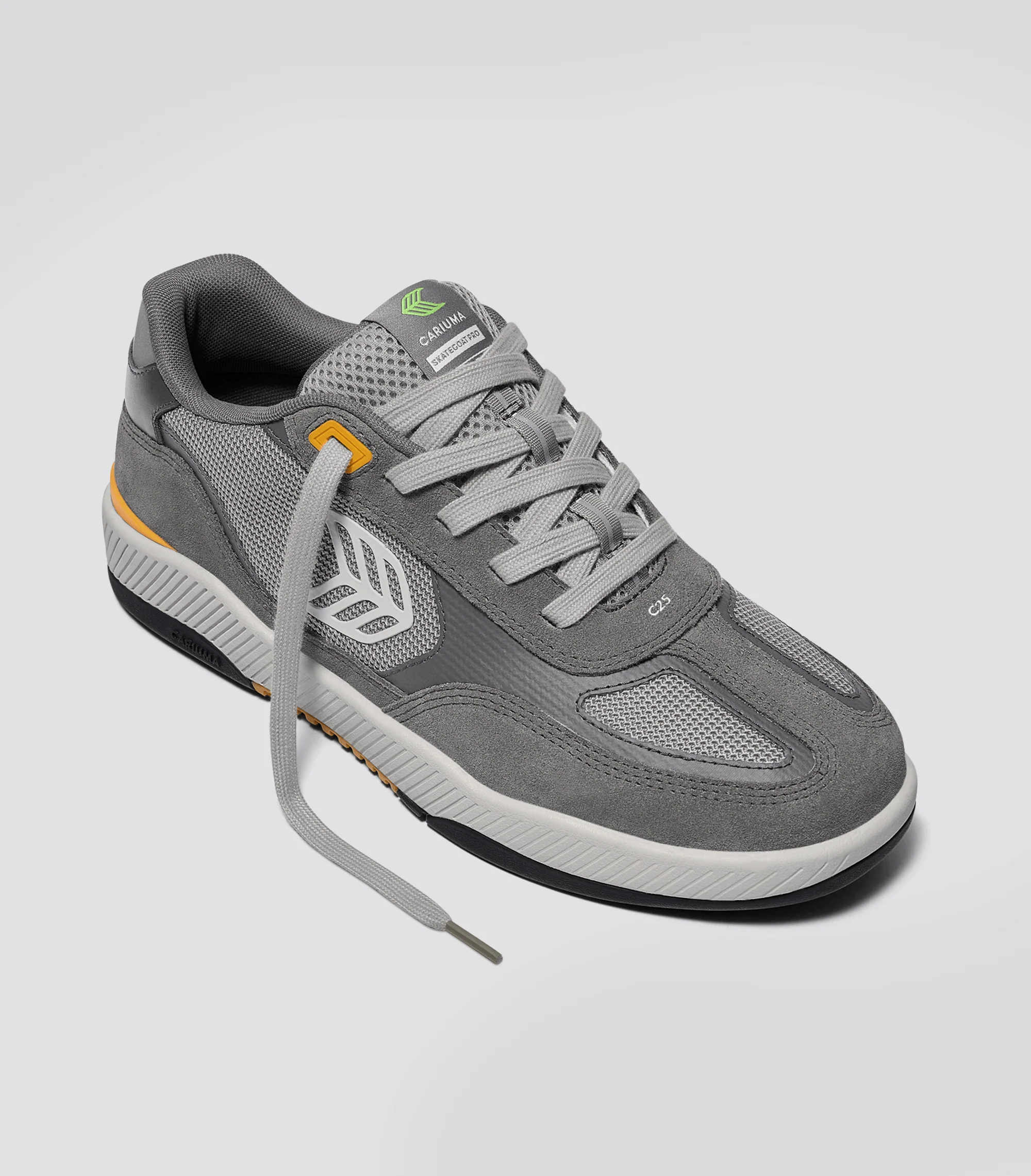 Skategoat C25 PRO Charcoal Grey Suede Light Grey Mesh Ice Logo Yellow Sneaker - Image 3