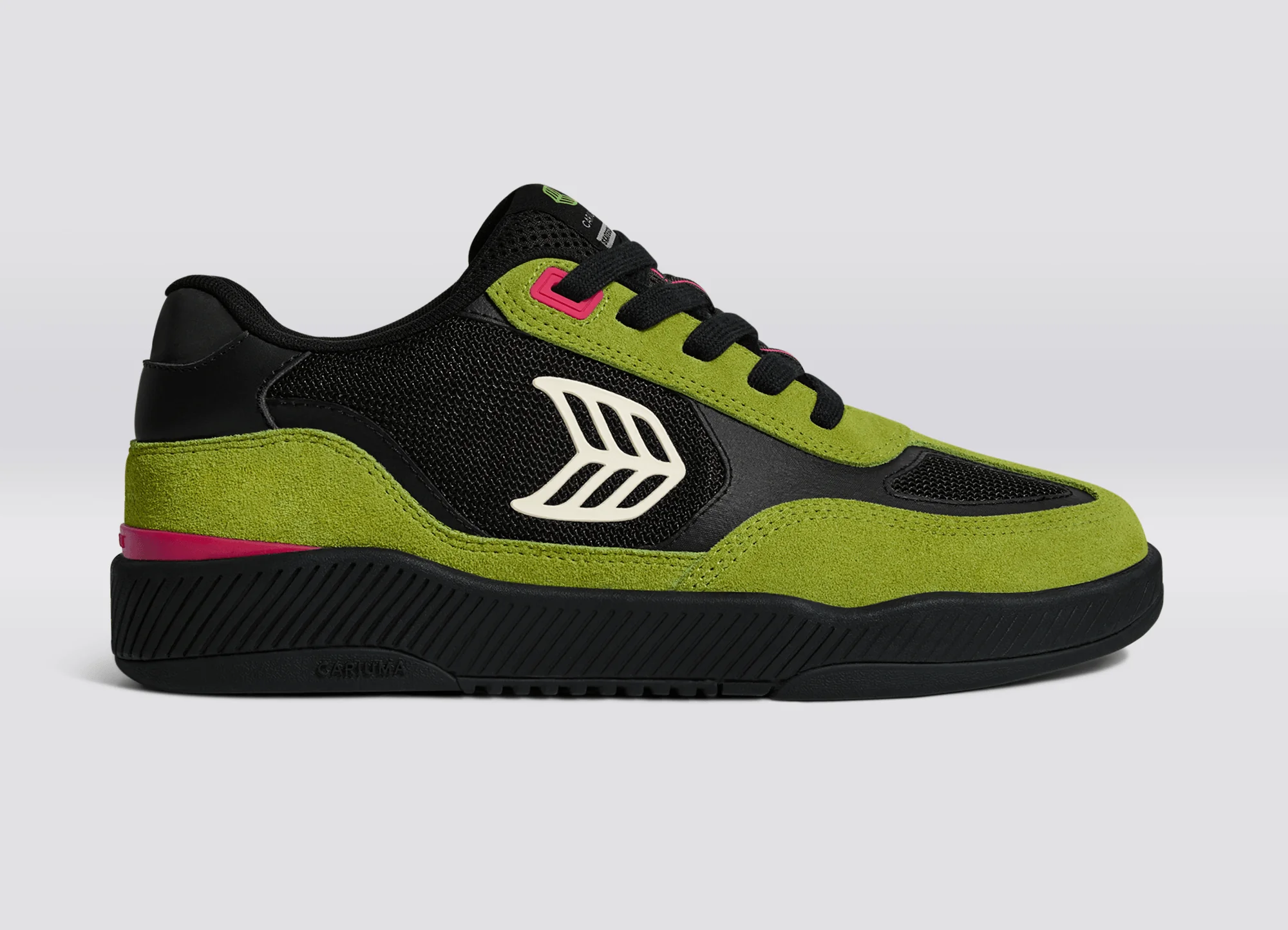 Skategoat C25 PRO Lime Green Suede Black Mesh Ivory Logo Pink Sneaker - Image 4