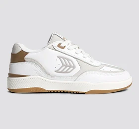 Skategoat C25 White Premium Leather Plaza Taupe Logo Ivory Sneaker - Image 10