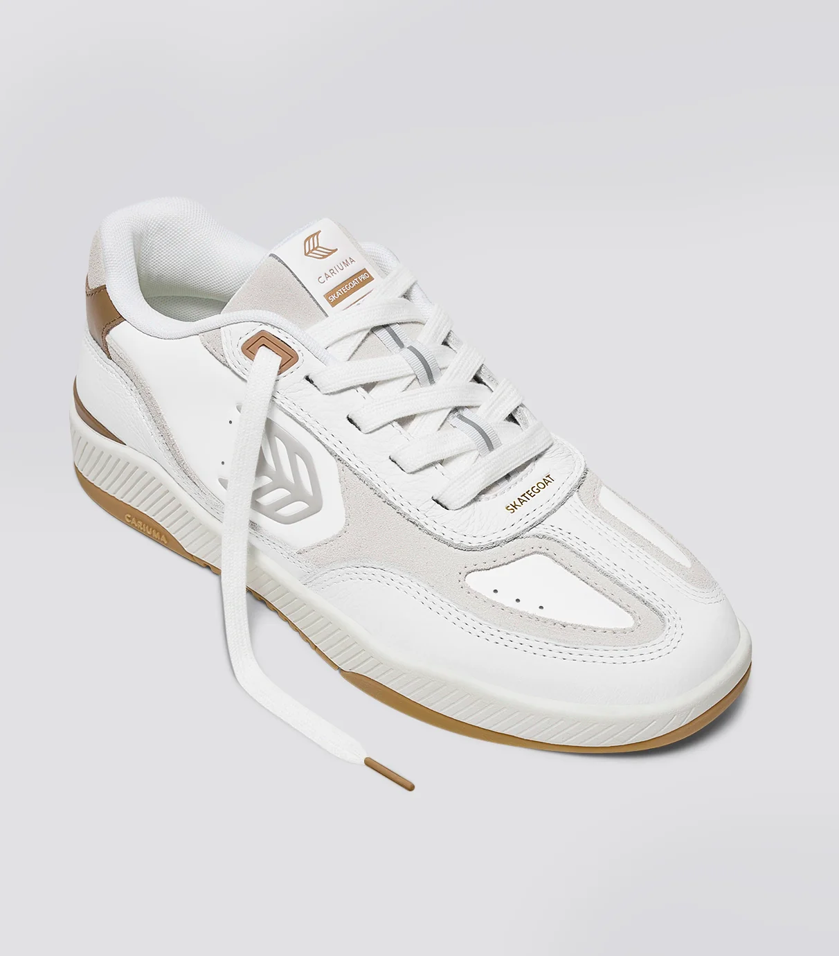 Skategoat C25 White Premium Leather Plaza Taupe Logo Ivory Sneaker - Image 3