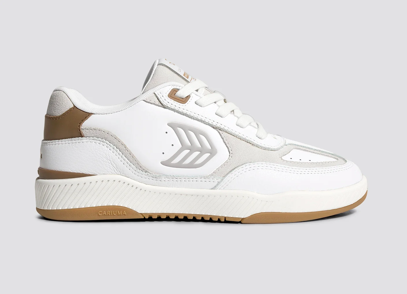 Skategoat C25 White Premium Leather Plaza Taupe Logo Ivory Sneaker - Image 4