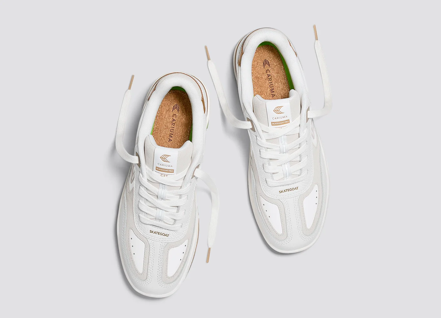 Skategoat C25 White Premium Leather Plaza Taupe Logo Ivory Sneaker - Image 8