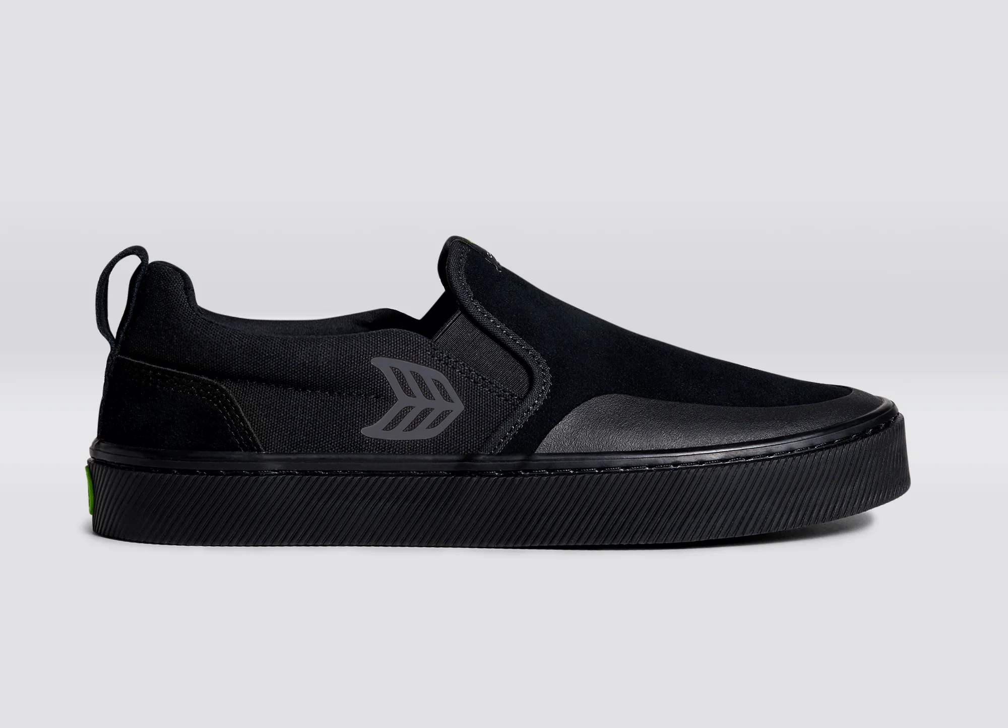 SLIP-ON PRO All Black Suede and Canvas Ash Grey Logo Sneaker - Image 4