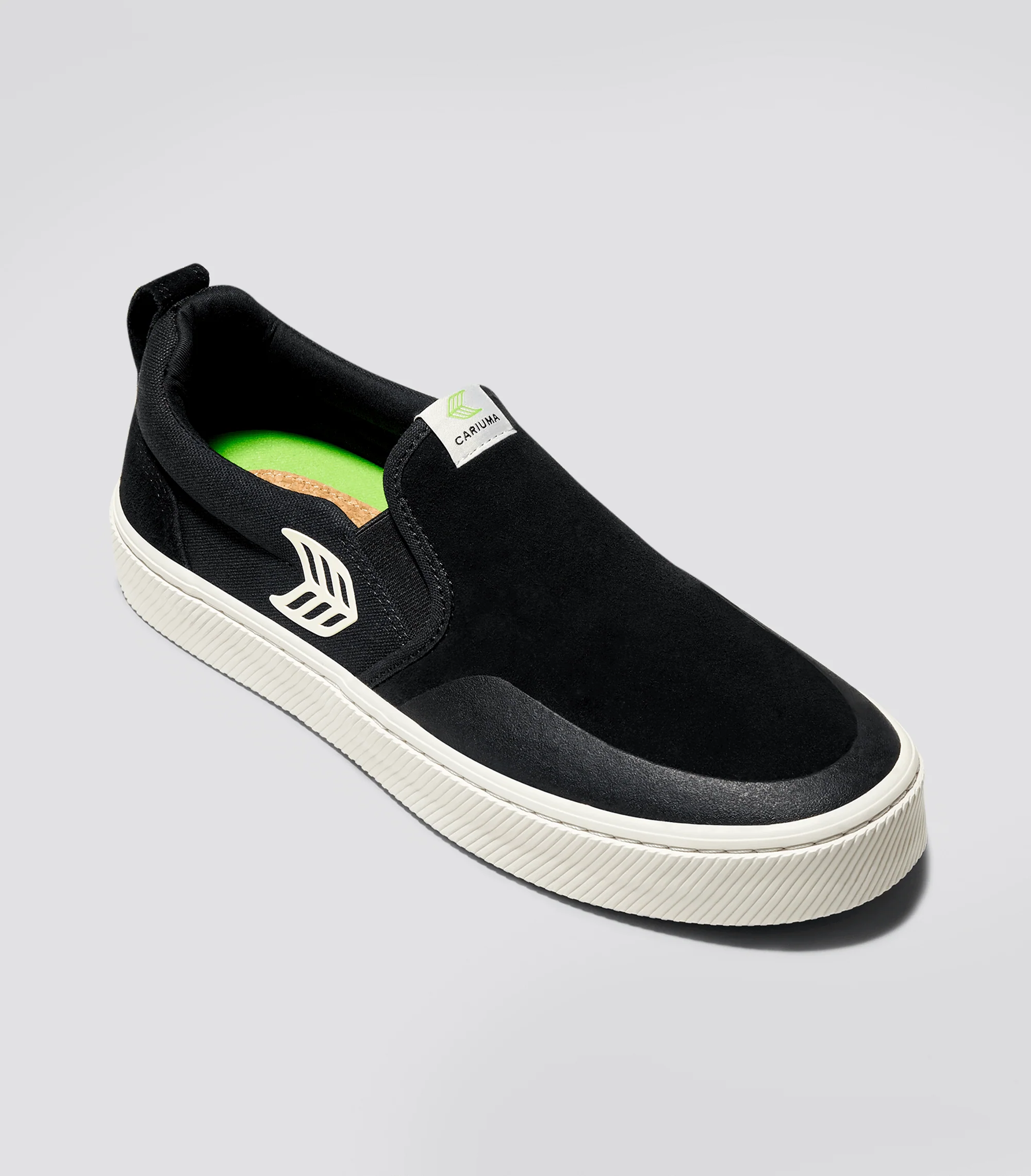 SLIP-ON PRO Black Suede and Canvas Ivory Logo Sneaker - Image 3