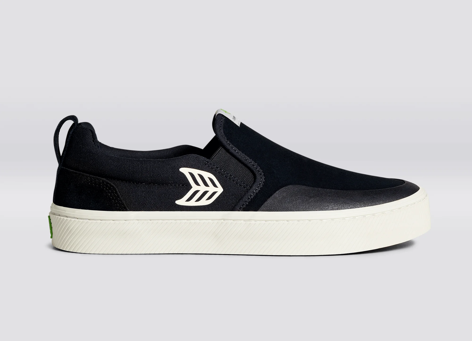 SLIP-ON PRO Black Suede and Canvas Ivory Logo Sneaker - Image 4