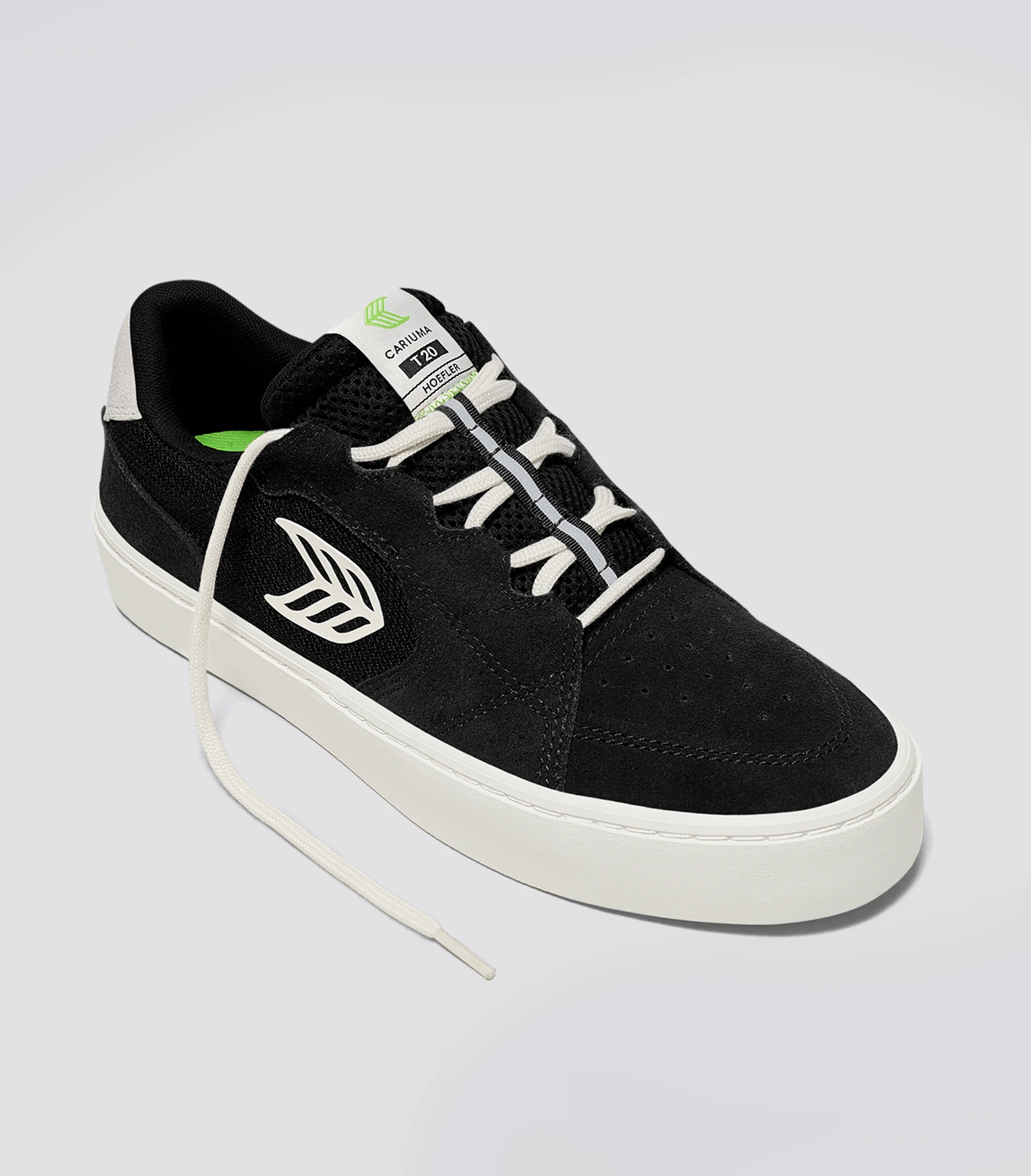 T20 PRO Black Suede and Mesh Ivory Logo Sneaker - Image 3