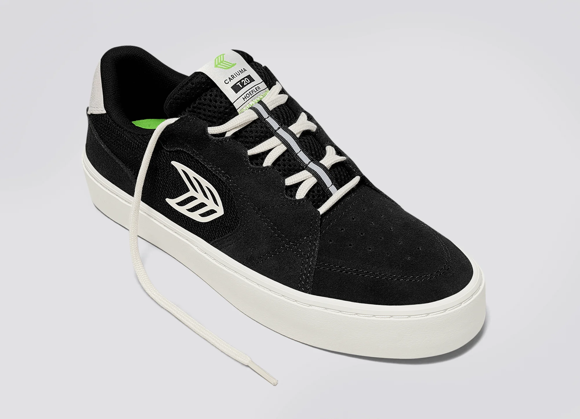 T20 PRO Black Suede and Mesh Ivory Logo Sneaker - Image 5