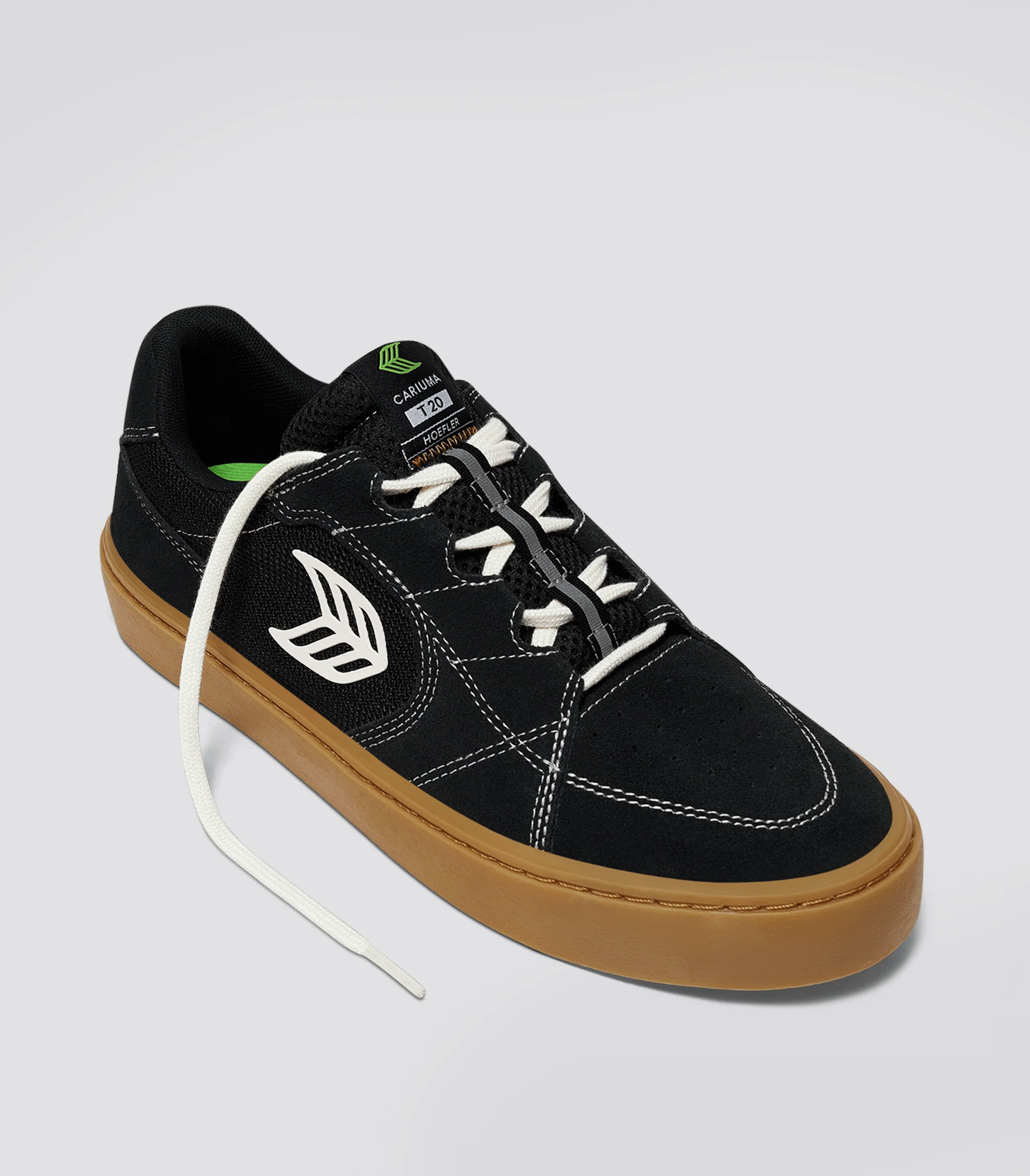 T20 PRO Gum Black Suede and Mesh Ivory Logo Contrast Thread Sneaker - Image 3