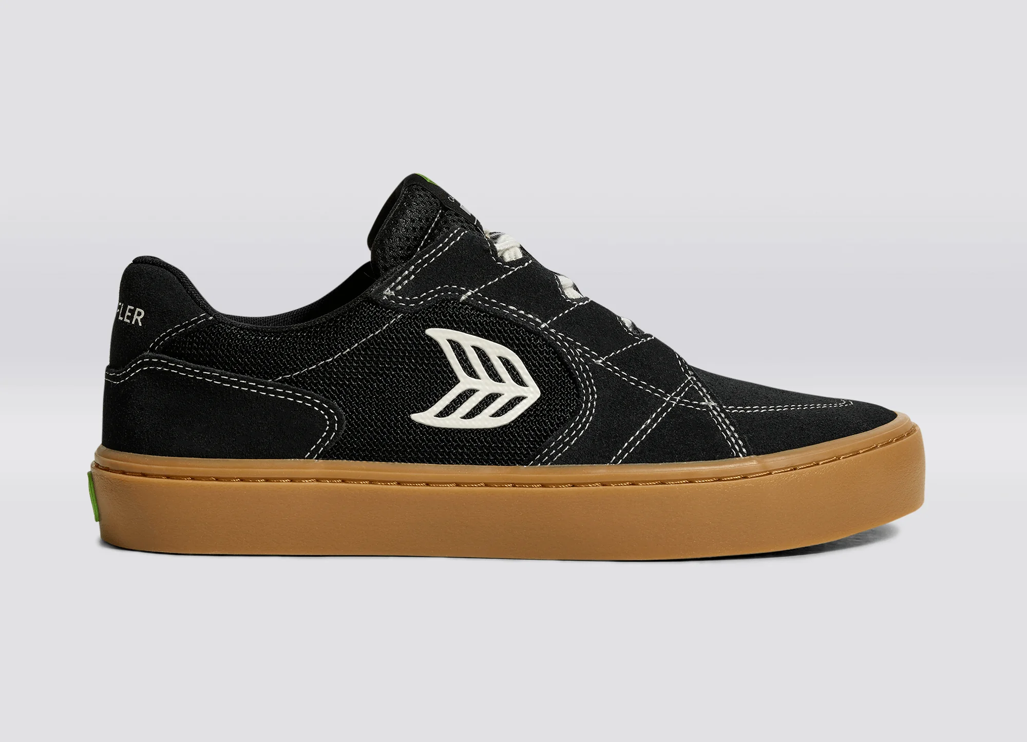 T20 PRO Gum Black Suede and Mesh Ivory Logo Contrast Thread Sneaker - Image 4