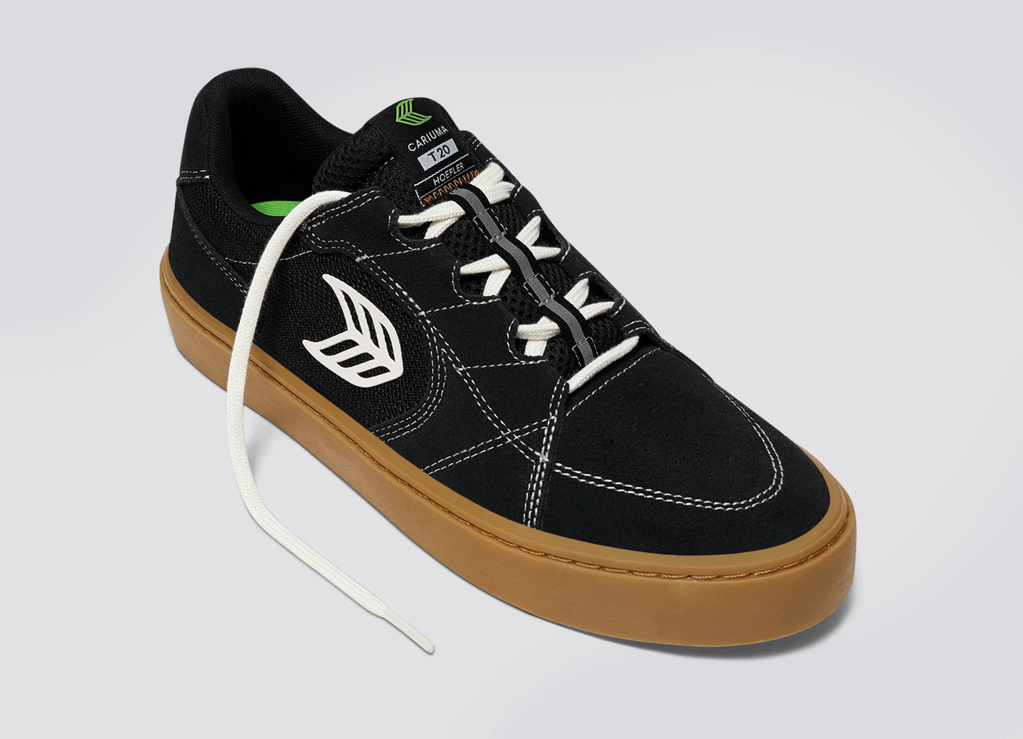 T20 PRO Gum Black Suede and Mesh Ivory Logo Contrast Thread Sneaker - Image 5