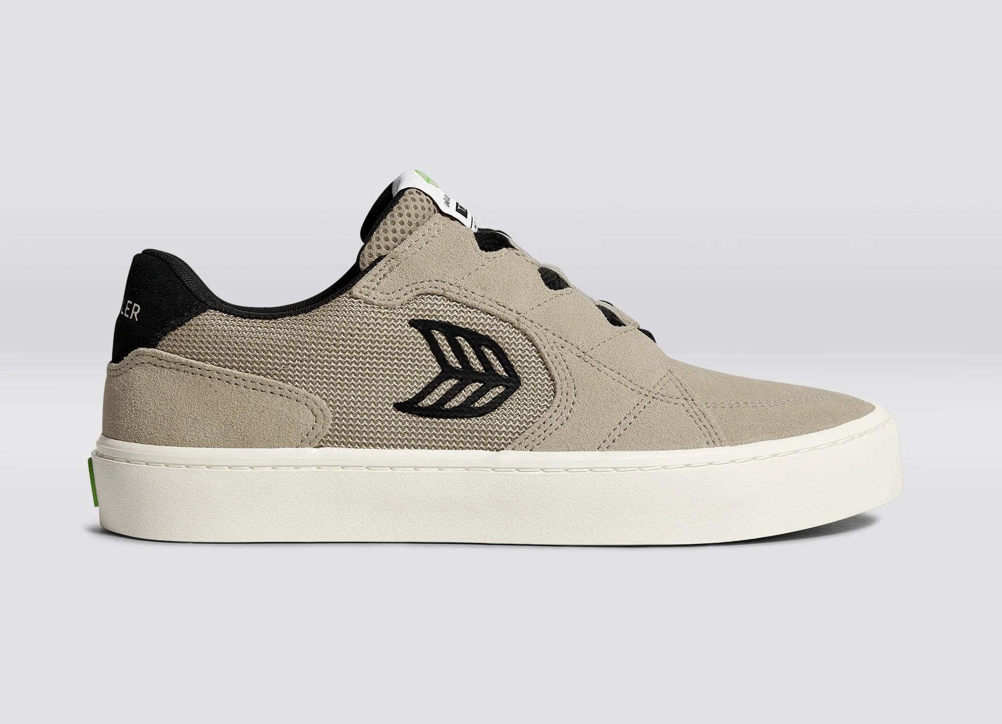 T20 PRO Plaza Taupe Suede and Mesh Black Logo Sneaker - Image 4