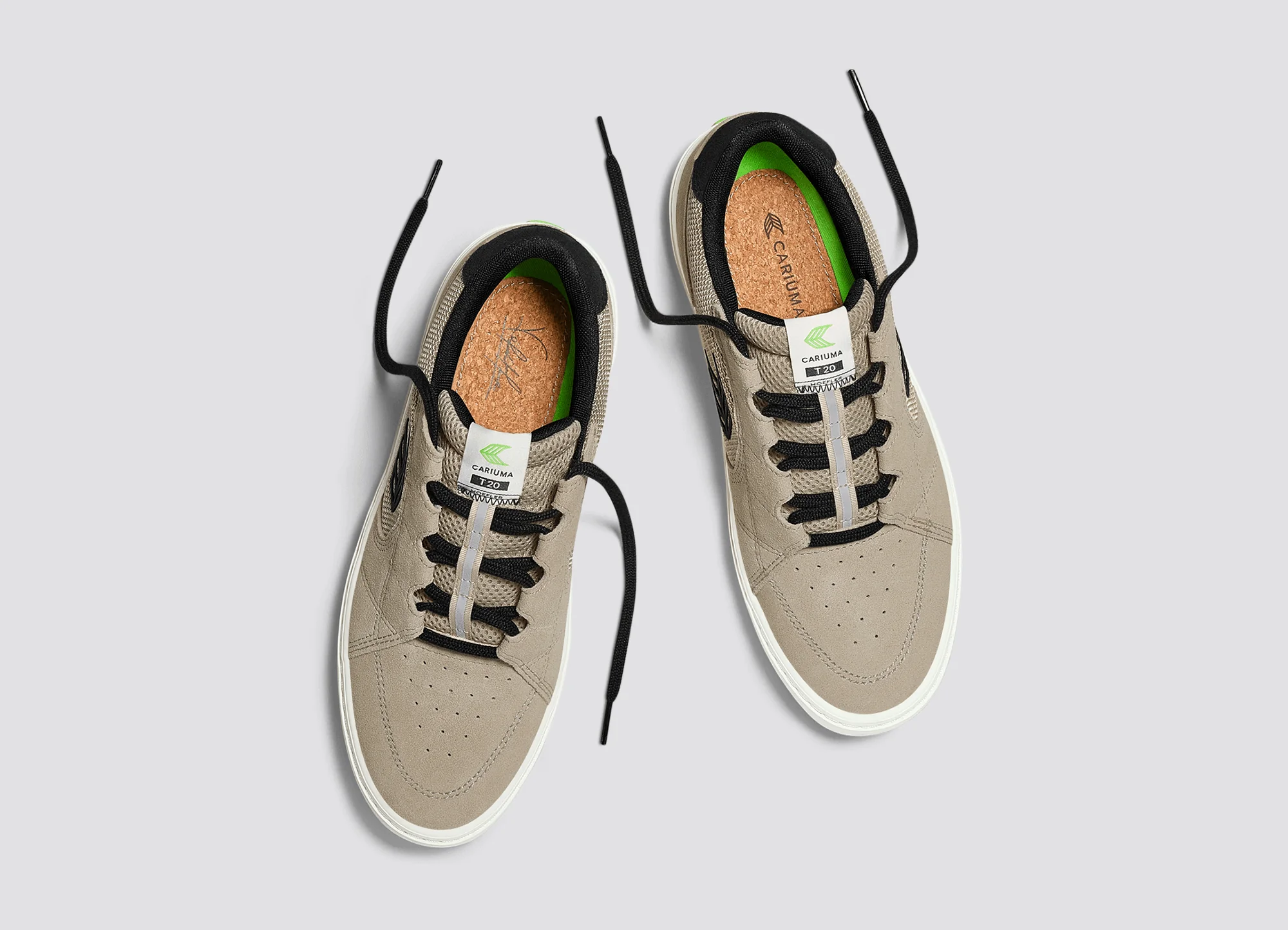 T20 PRO Plaza Taupe Suede and Mesh Black Logo Sneaker - Image 9