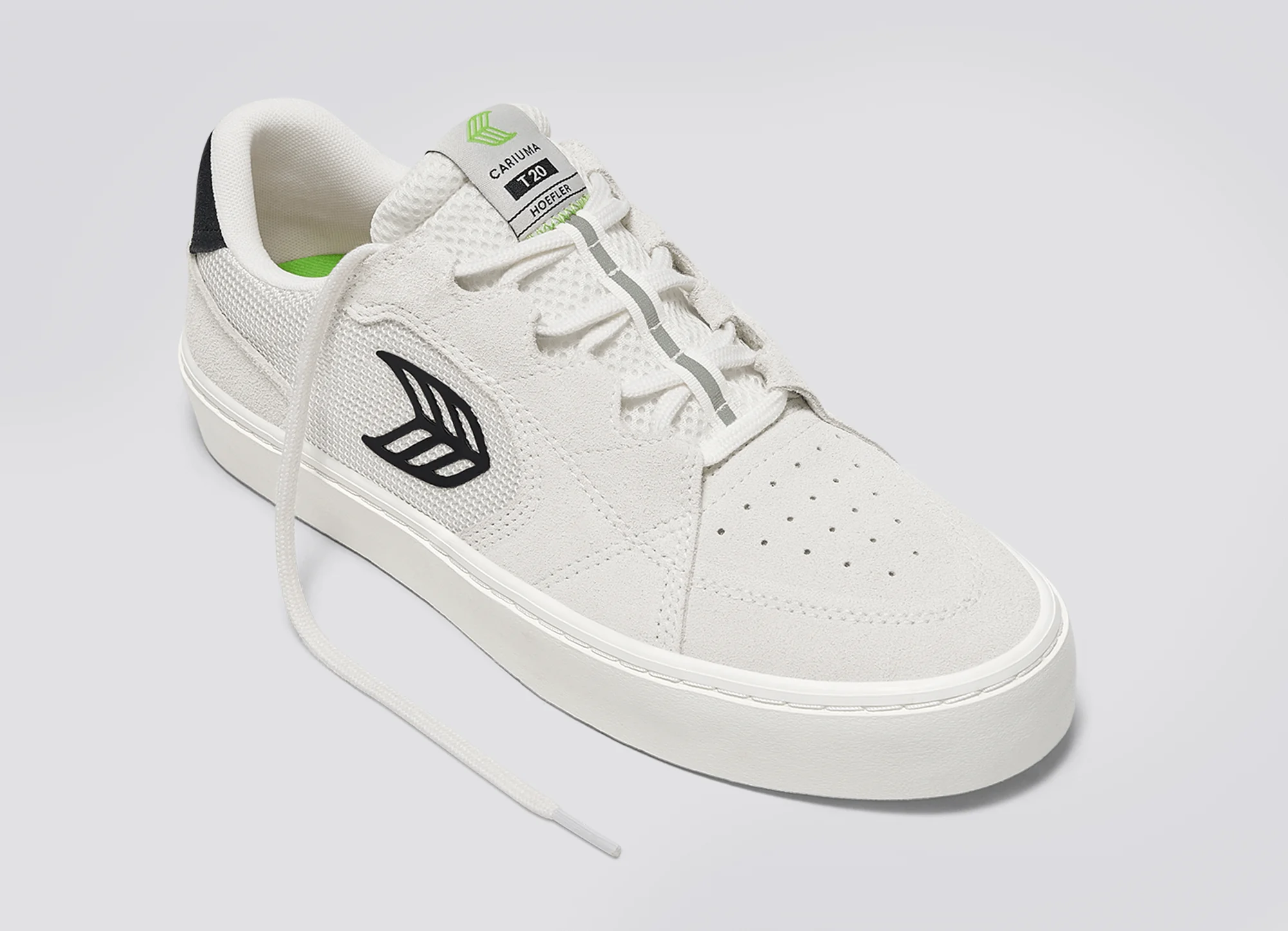 T20 PRO Vintage White Suede Off-White Mesh Black Logo Sneaker - Image 5