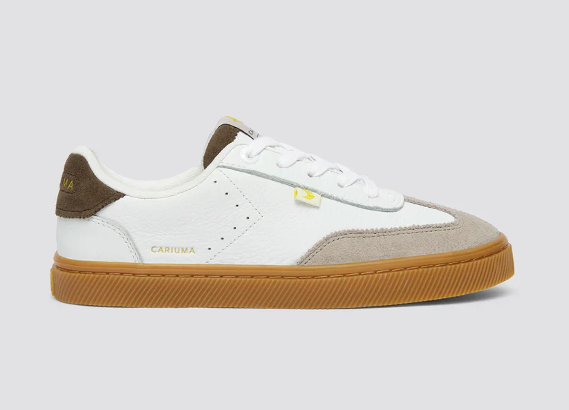 TOCA Gum White Premium Leather Plaza Taupe Suede Dark Khaki Sneaker - Image 4