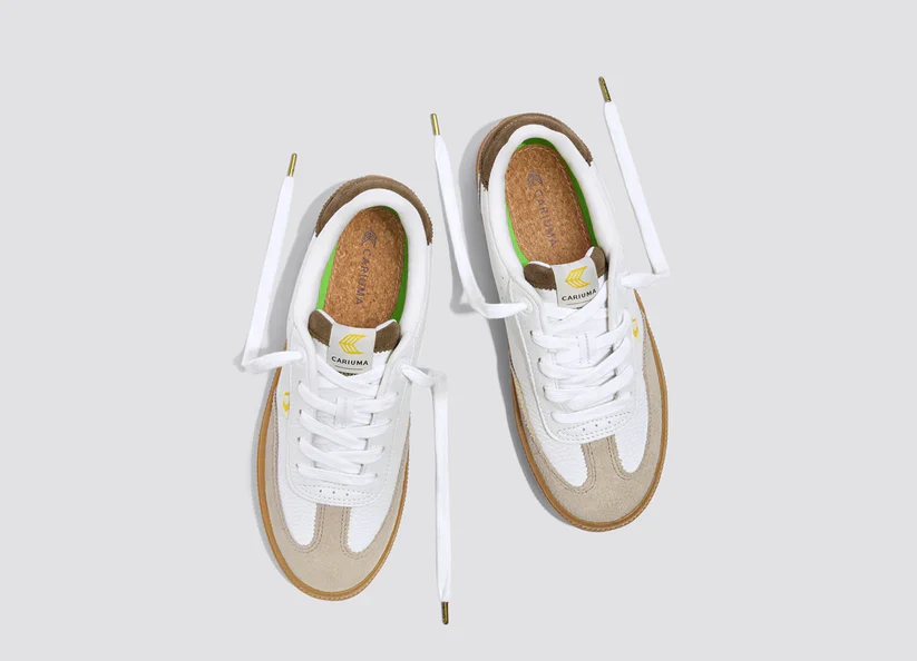 TOCA Gum White Premium Leather Plaza Taupe Suede Dark Khaki Sneaker - Image 9