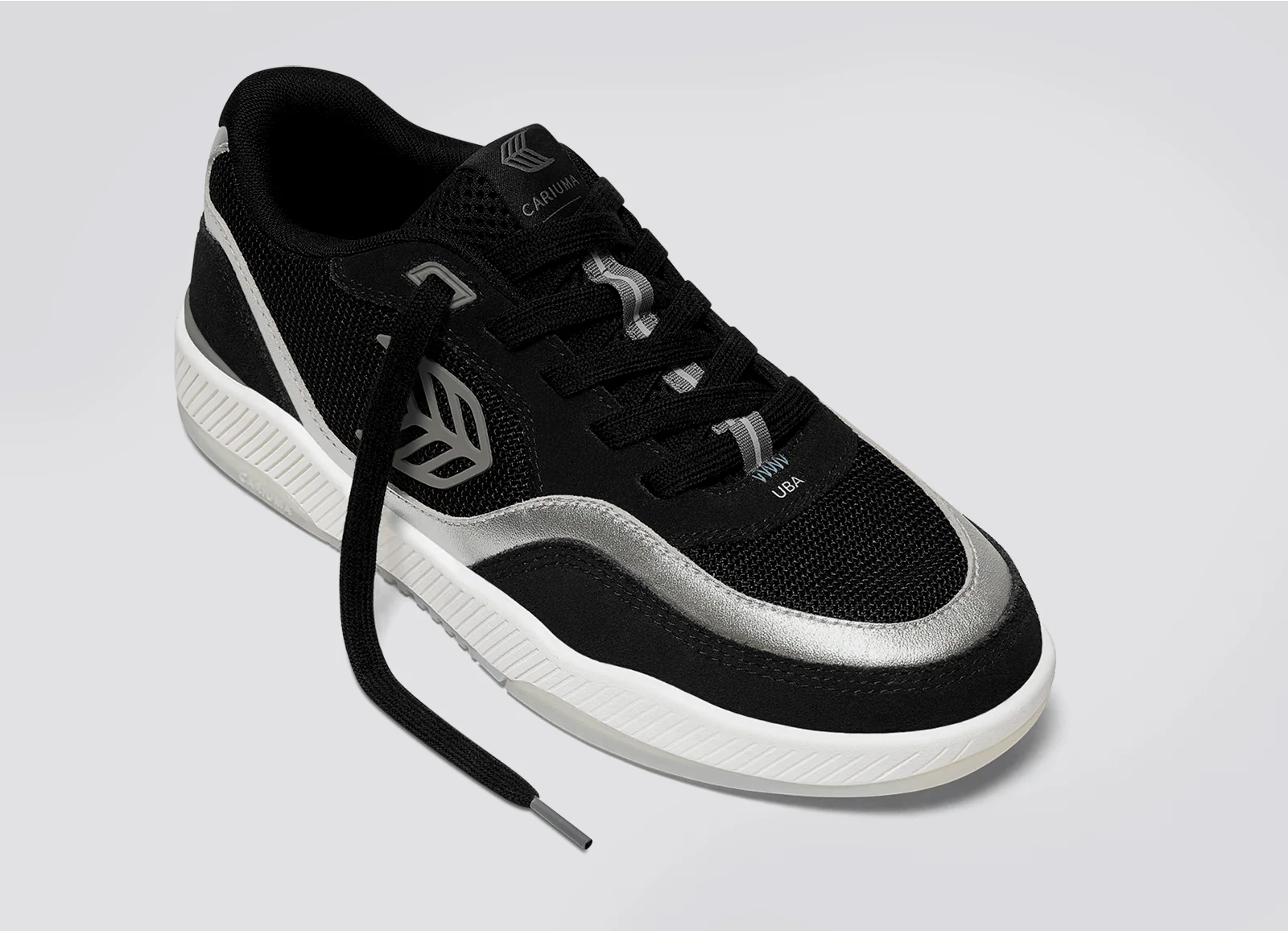 UBA Black Suede and Mesh Silver Accents Sneaker - Image 5