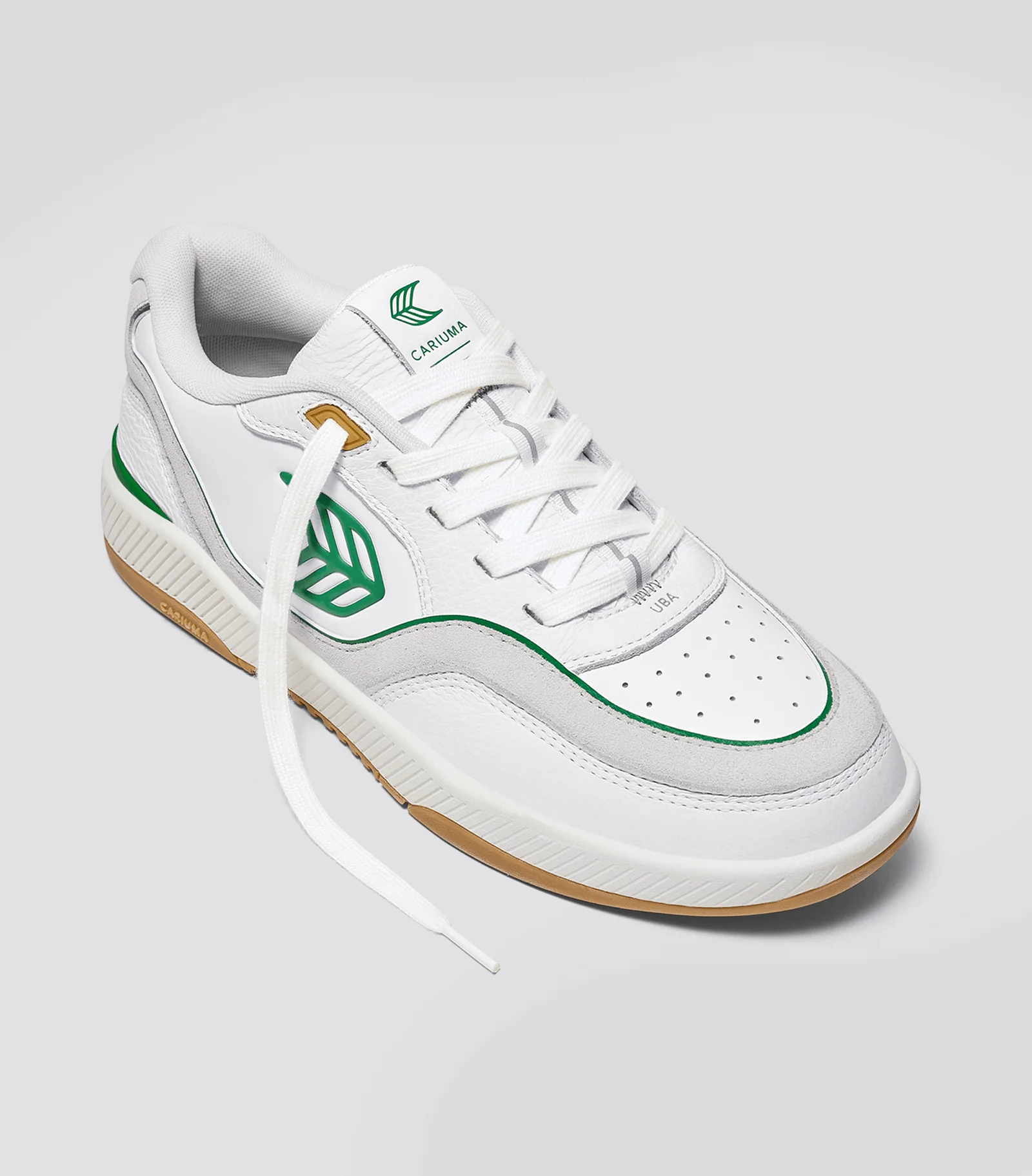 UBA Gum White Leather Green Logo Sneaker - Image 3