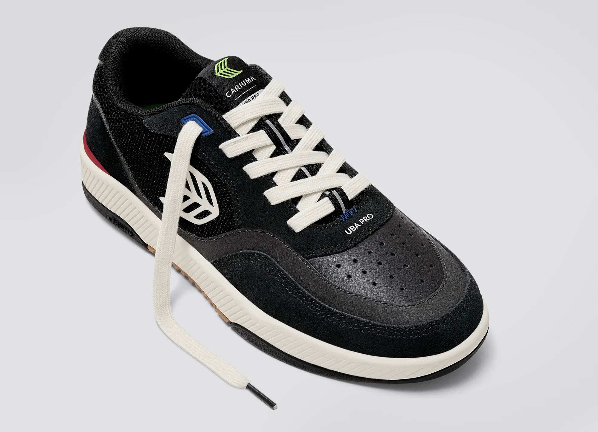 UBA PRO Black Suede and Mesh Ivory Logo Red Sneaker - Image 5