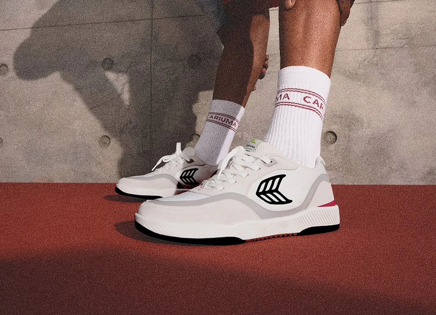 UBA PRO Black Suede and Mesh Ivory Logo Red Sneaker - Image 6
