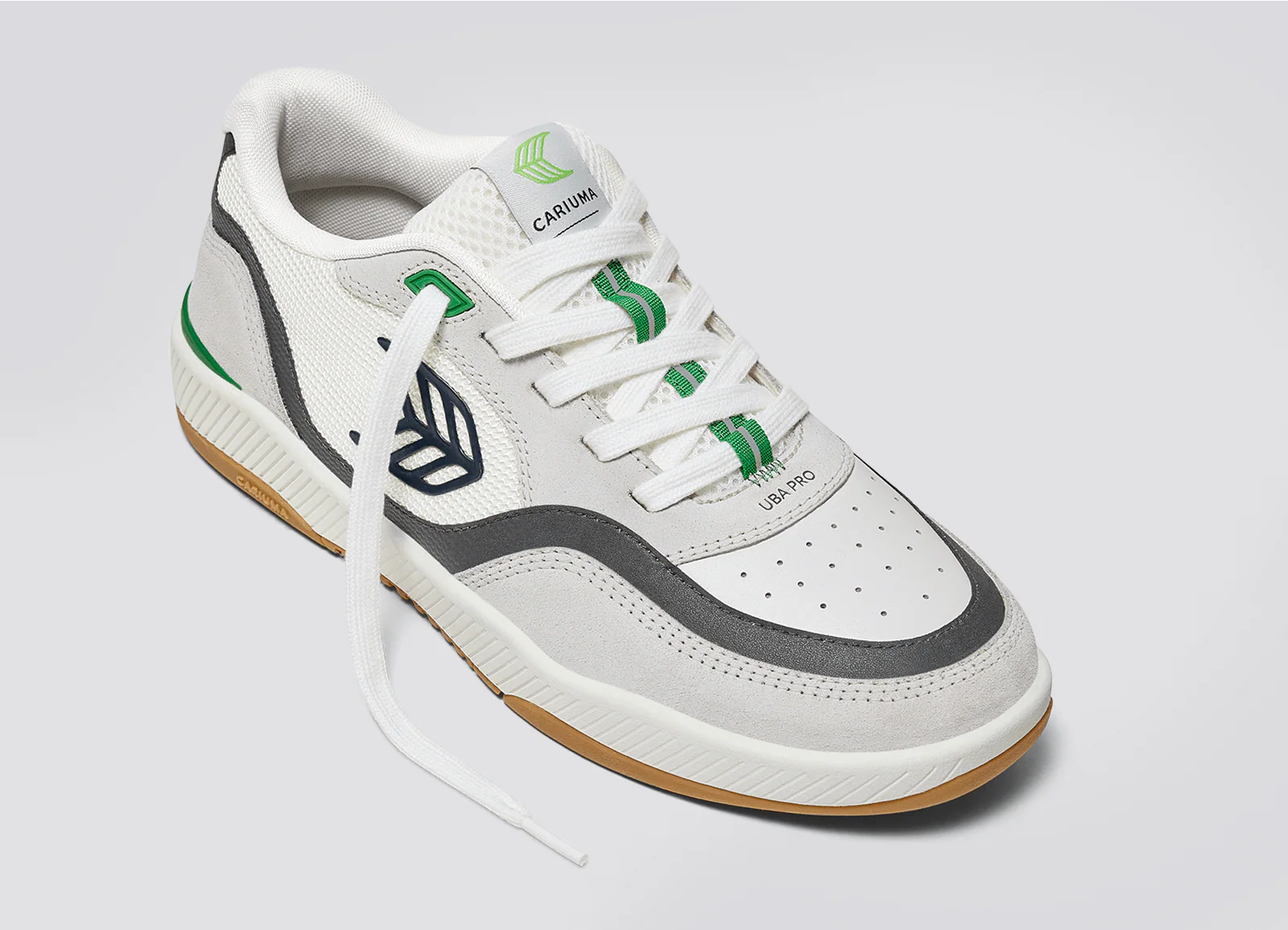 UBA PRO Smoke White Suede Off-White Mesh Black Logo Green Sneaker - Image 5