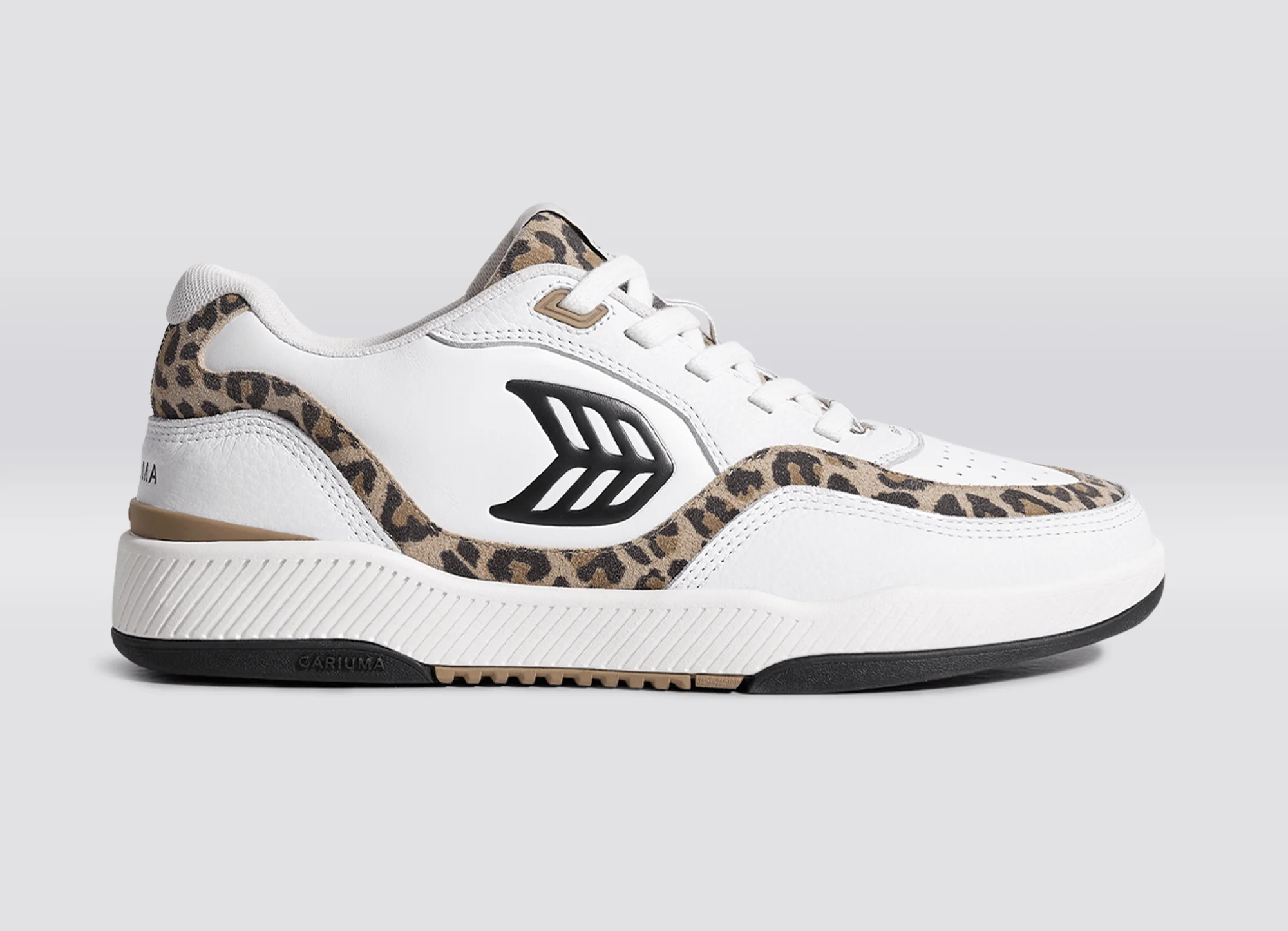 UBA White Leather Leopard Print Suede Black Logo Sneaker - Image 4