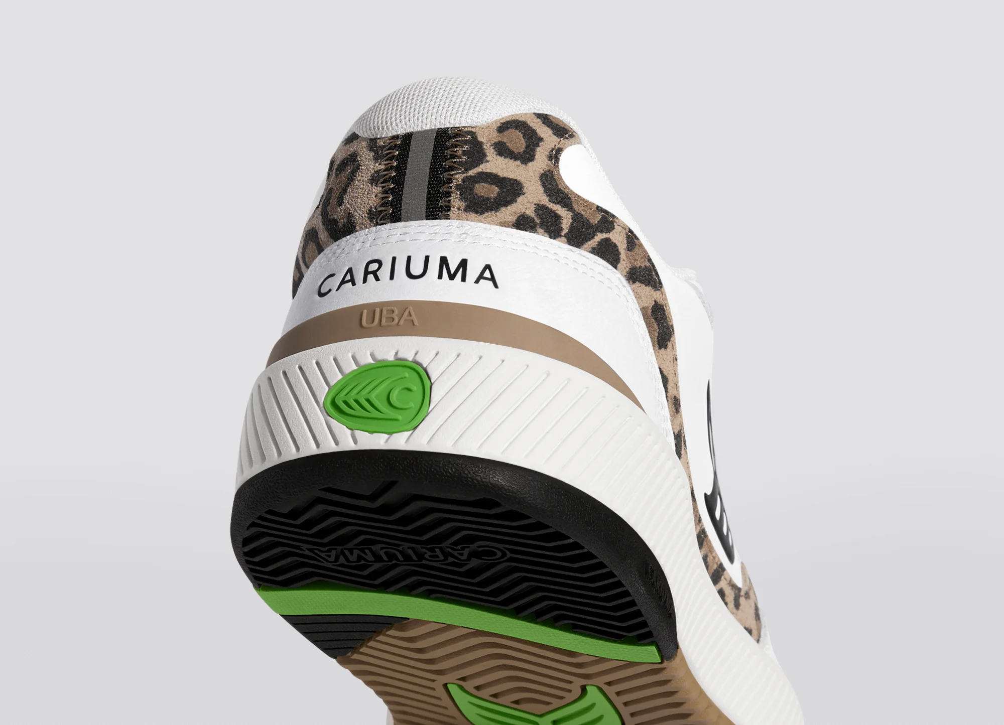 UBA White Leather Leopard Print Suede Black Logo Sneaker - Image 8