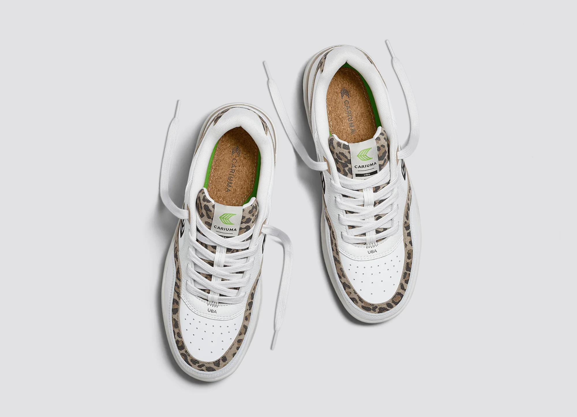 UBA White Leather Leopard Print Suede Black Logo Sneaker - Image 9
