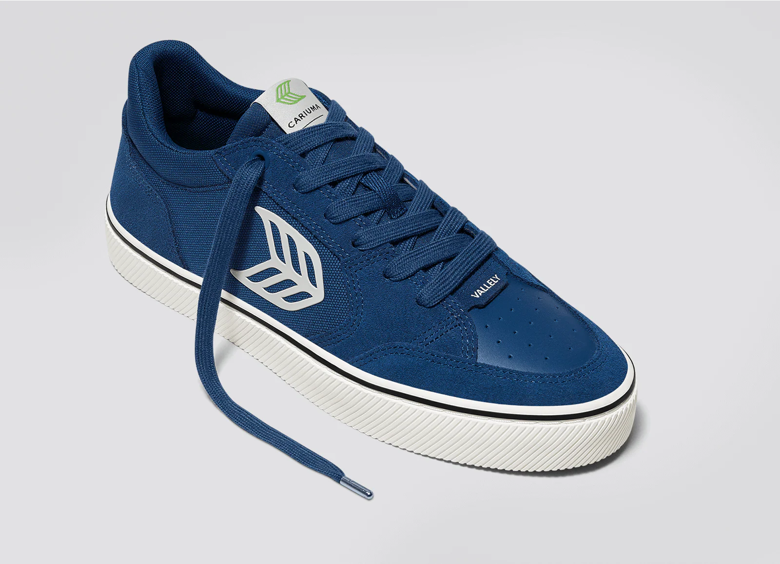 VALLELY PRO Mystery Blue Suede and Cordura Off-White Logo Sneaker - Image 4