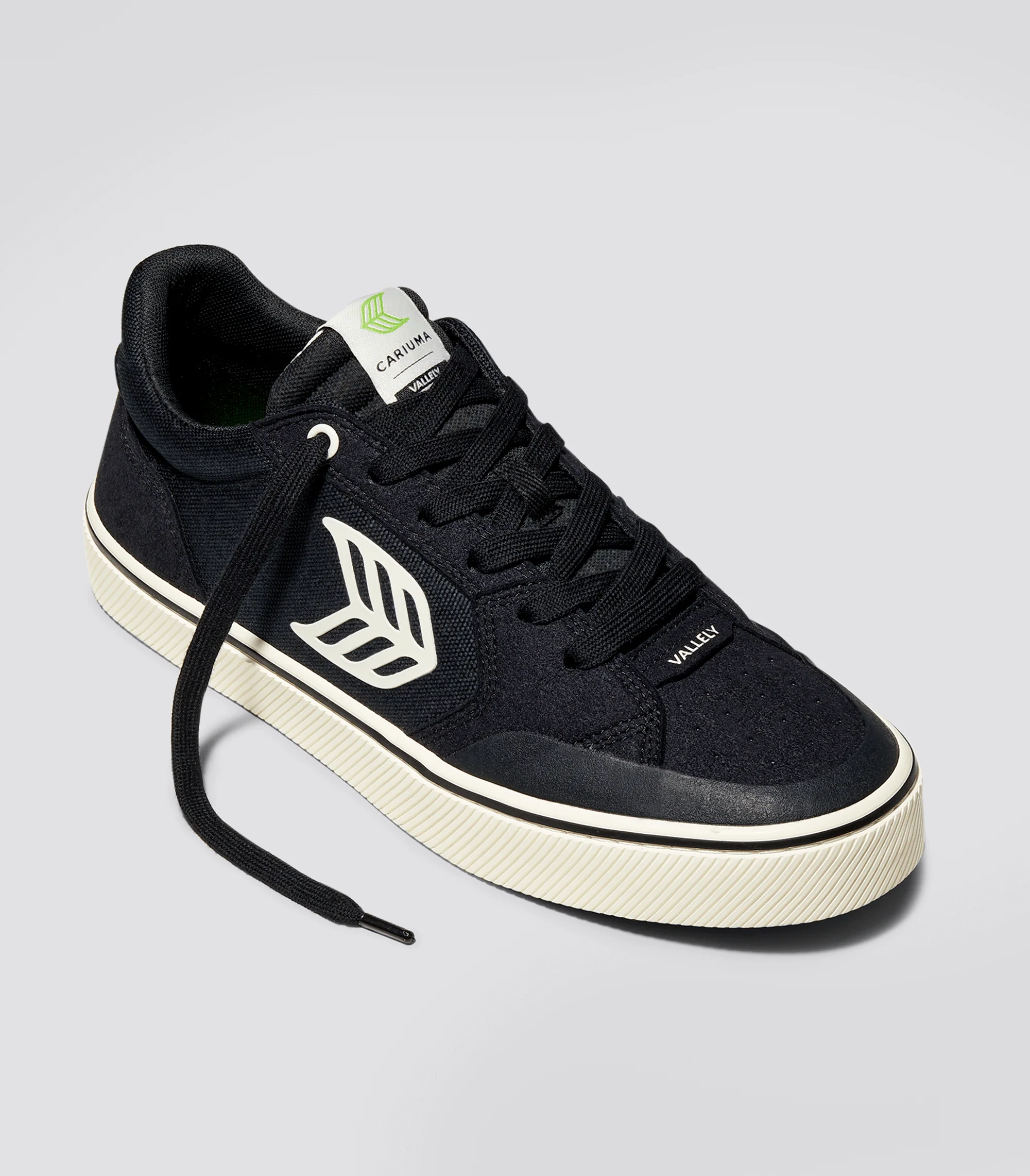 VALLELY PRO Black Suede and Cordura Ivory Logo Sneaker - Image 3