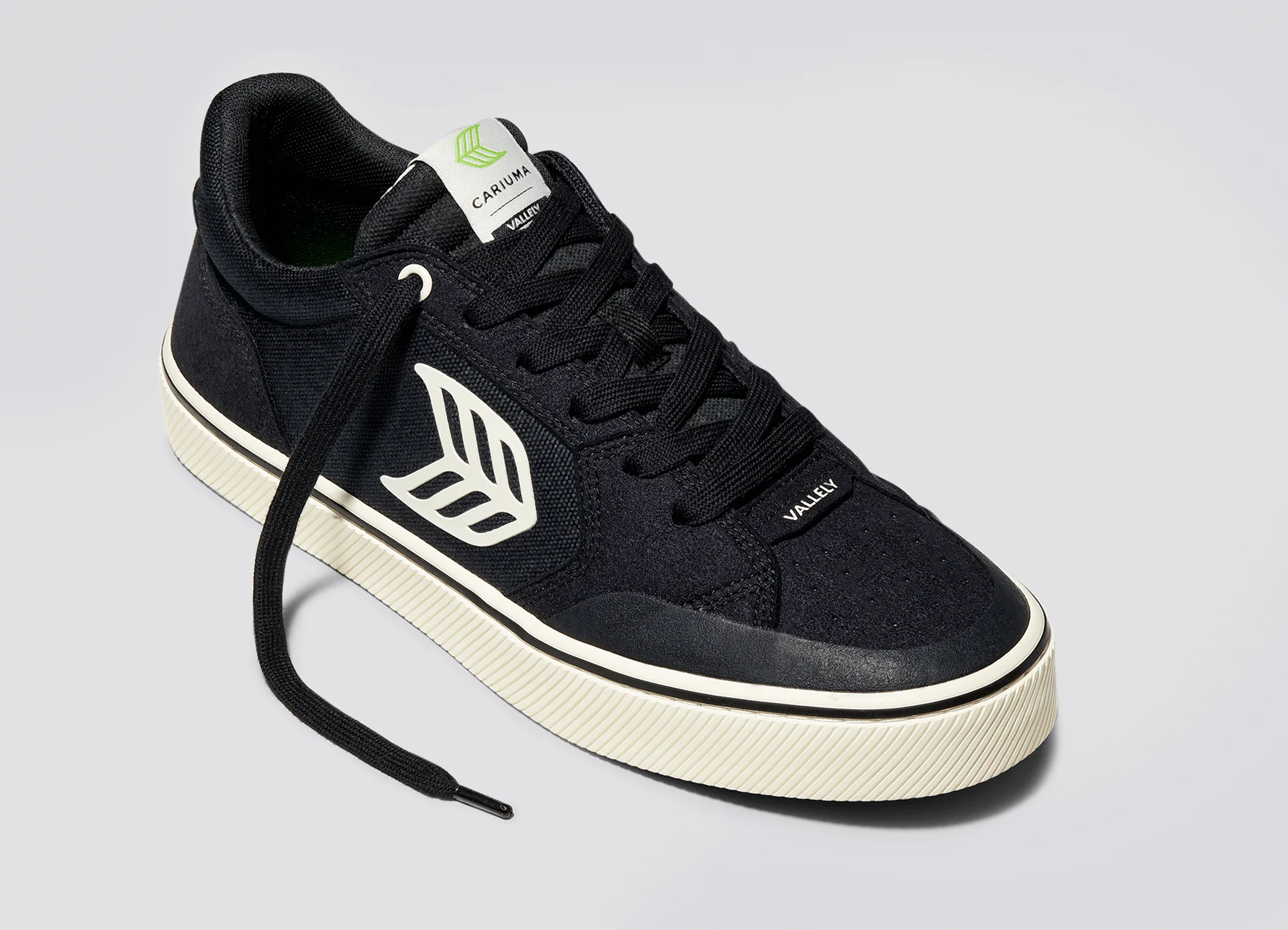 VALLELY PRO Black Suede and Cordura Ivory Logo Sneaker - Image 5