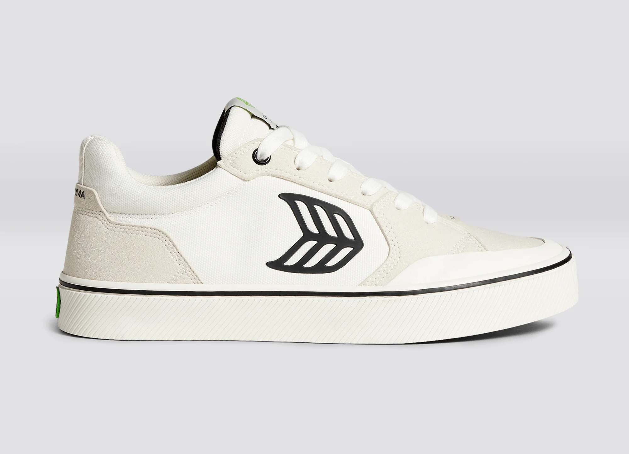 VALLELY PRO Vintage White Suede and Off-White Cordura Black Logo Sneaker - Image 4