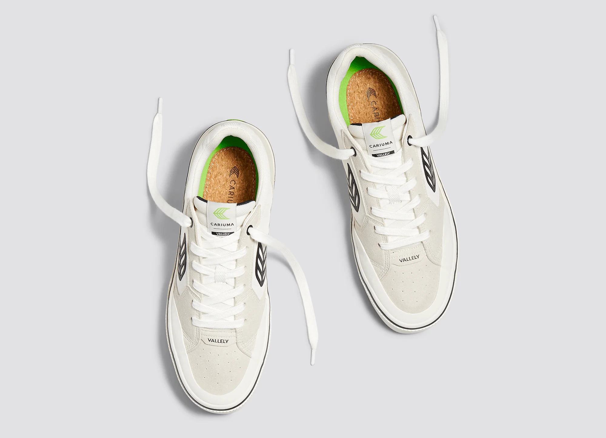 VALLELY PRO Vintage White Suede and Off-White Cordura Black Logo Sneaker - Image 9