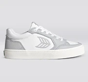 VALLELY White Leather Onyx Grey Accents Sneaker - Image 11